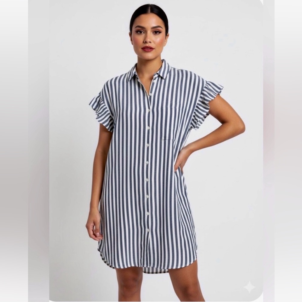 Madewell Courier Shirt Dress with Navy and White Stripes